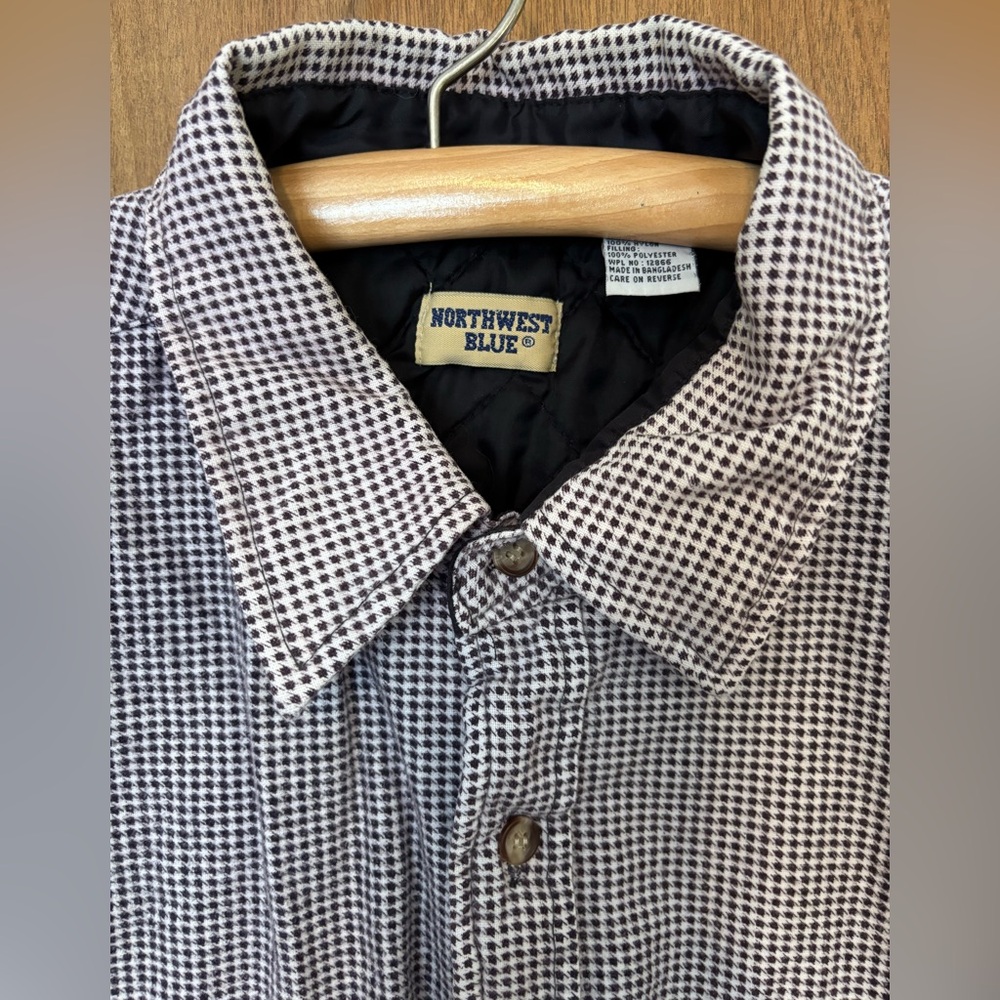 Men's Quilted Flannel Black and White Patterned Shirt by Northwest Blue XXL